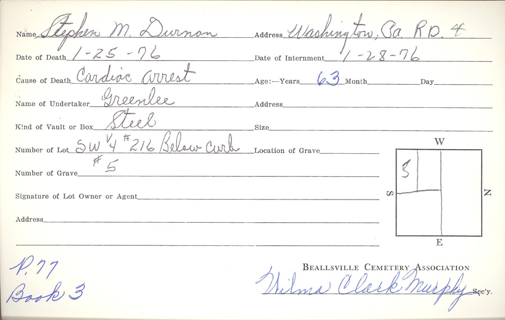 burial card